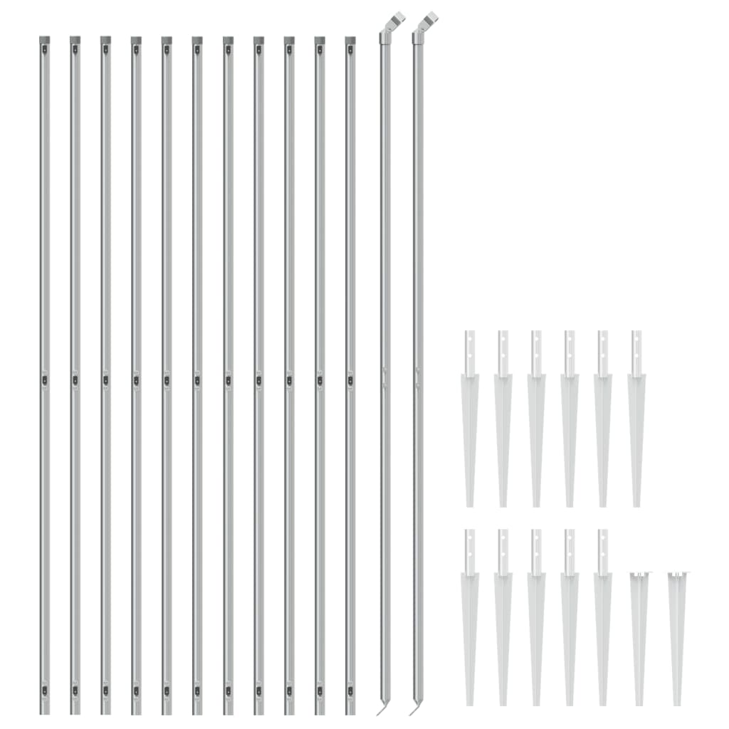 Vidaxl -Netzzaun mit Bodenanker 1,6x25 m silberfarben