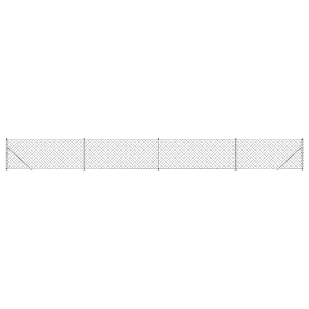 Vidaxl -Netzzaun mit Flansch 0,8 x 10 m silberfarben