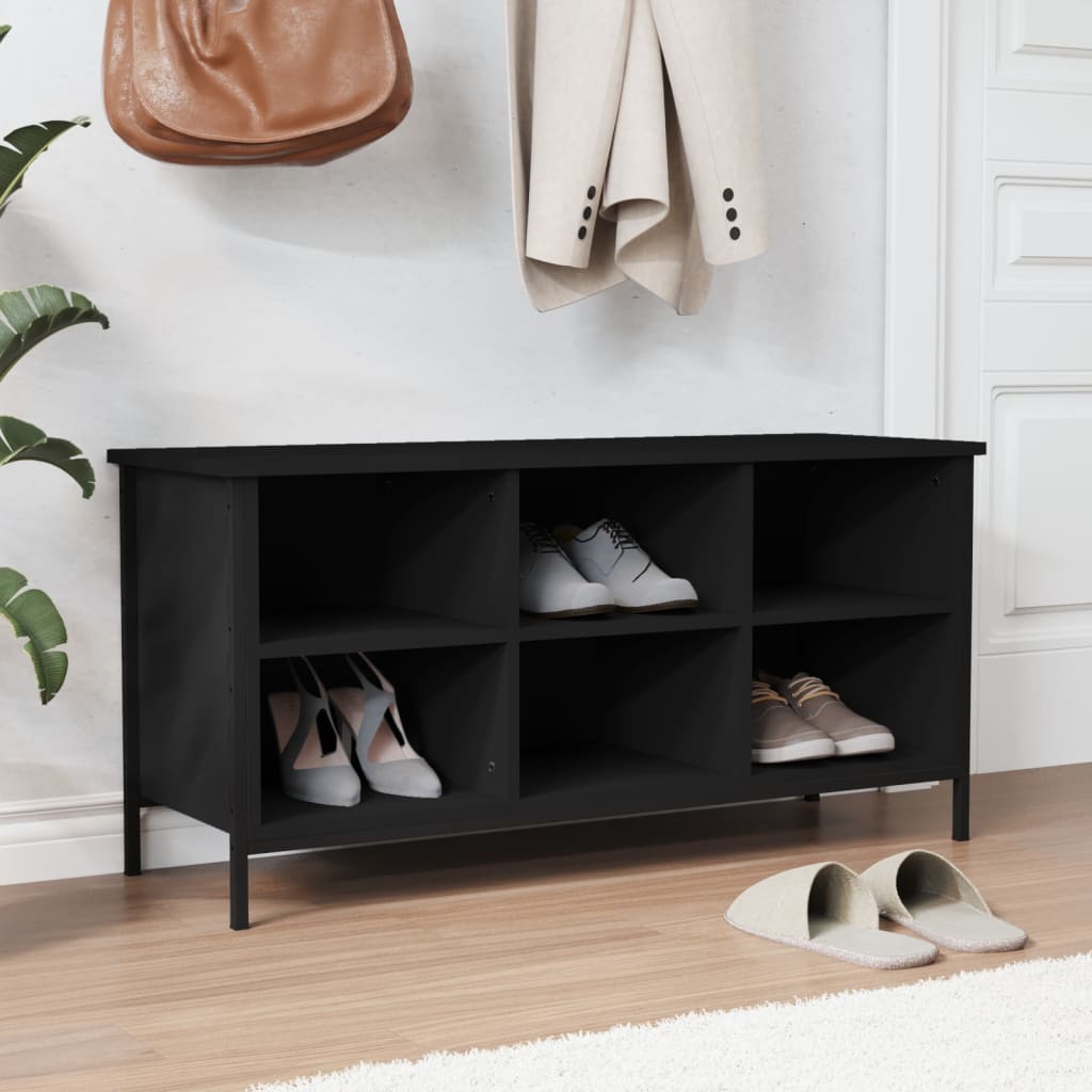 Vidaxl Schuhschrank 100x35x50 cm propertiertes Holzschwarz