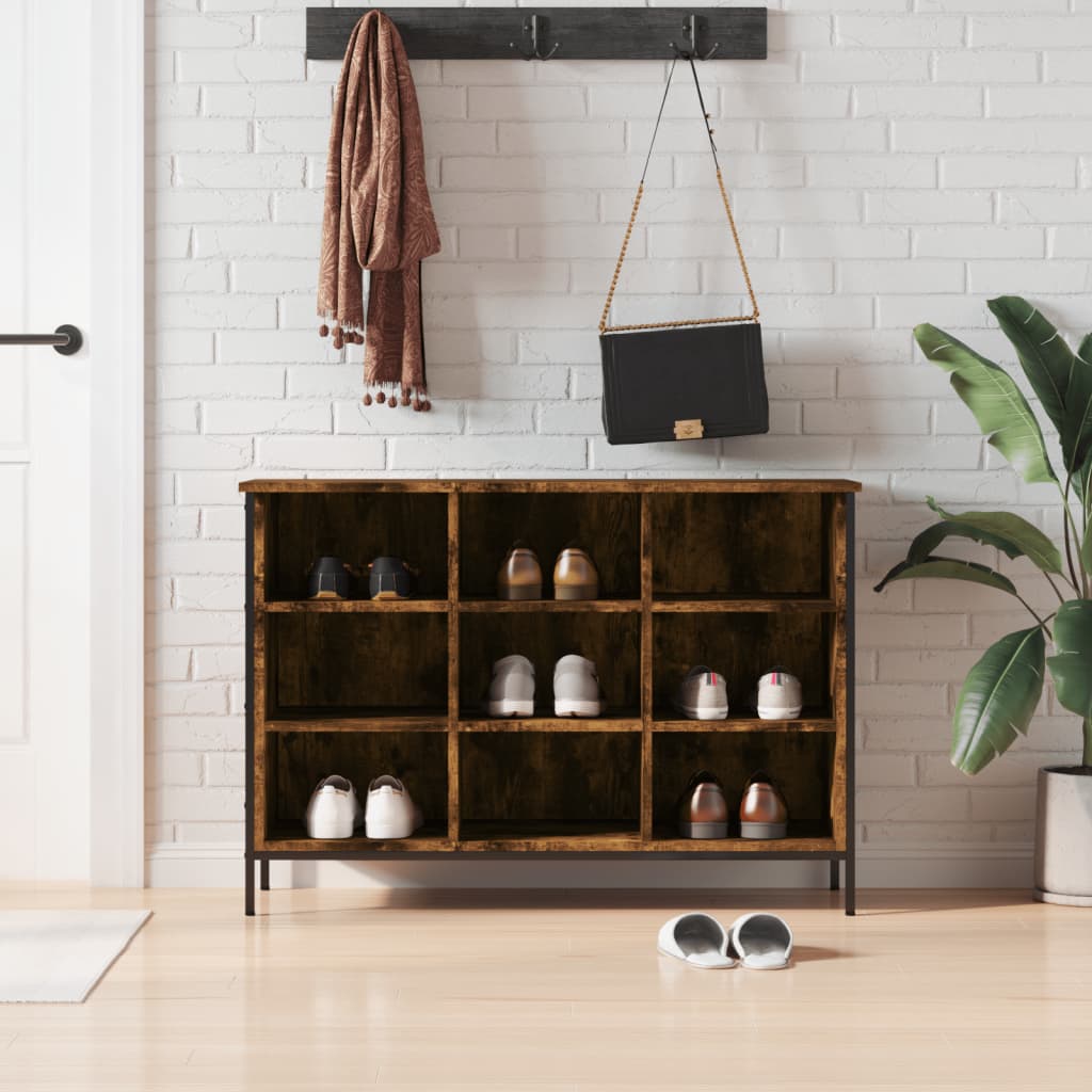 VIDAXL -Schuhschrank 100x35x70 cm Eigenschaften mit geräuchertem Eichenbaus befördert