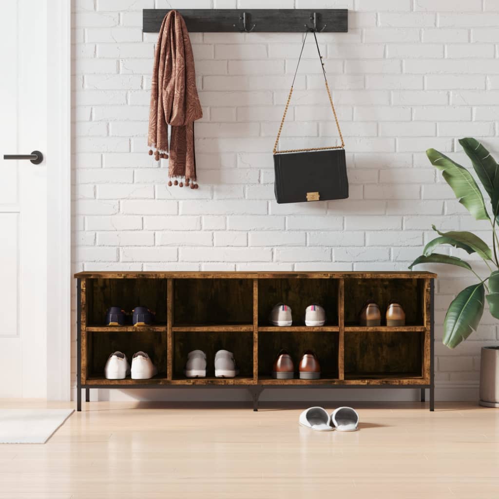 Vidaxl Schuhschrank 131x35x50 cm Eigenschaften mit geräuchertem Eichenbaus befördert