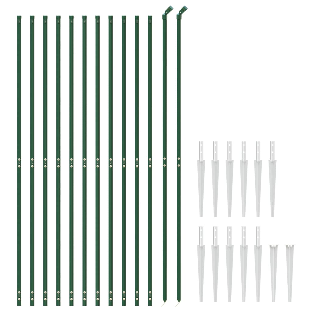 Vidaxl -Drahtnetzzaun mit Bodenanker 1,6x25 m grün
