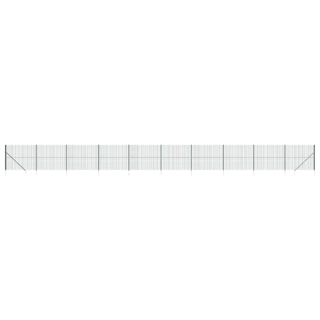 Vidaxl -Drahtnetzzaun mit Bodenanker 1,6x25 m grün