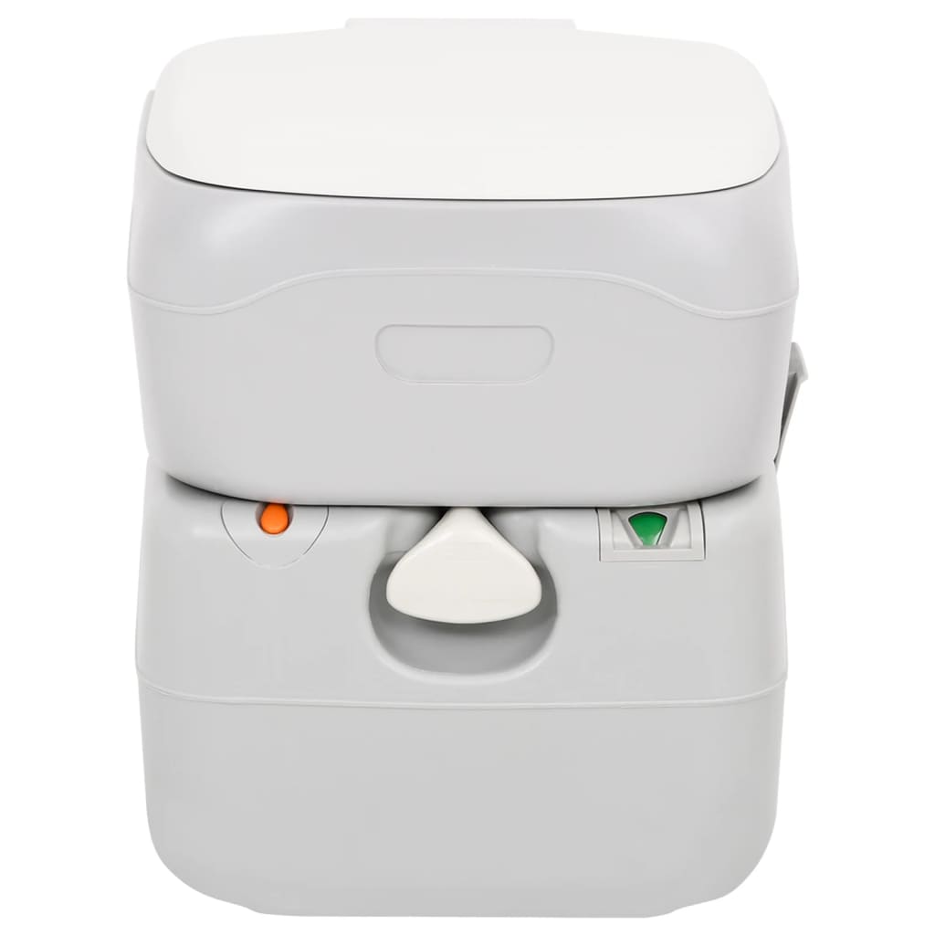 Vidaxl Camping Toilette tragbar 22+12 l HDPE Grau und Weiß