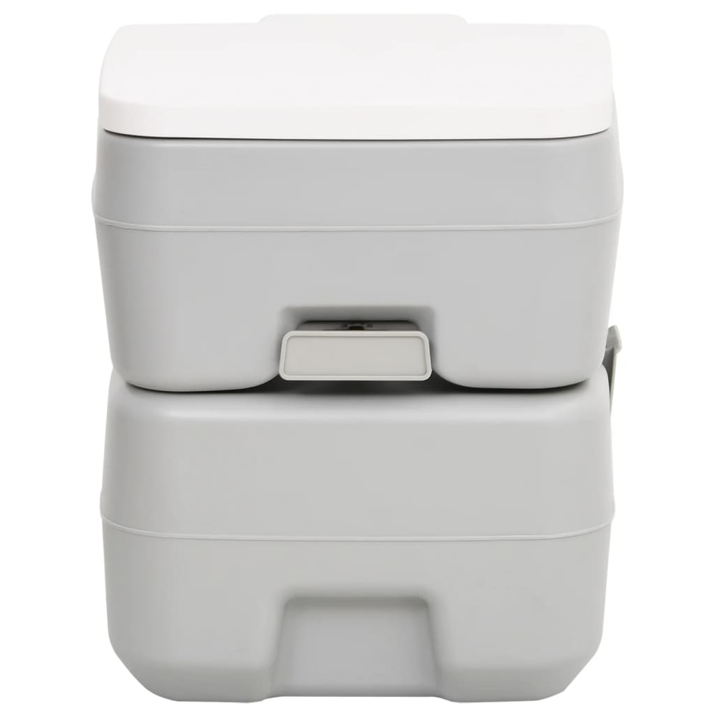 Vidaxl Camping Toilette tragbar 20+10 l HDPE Grau und Weiß