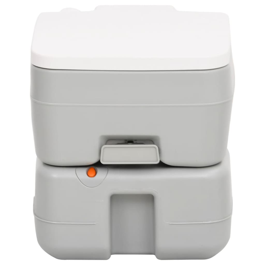 Vidaxl Camping Toilette tragbar 15+10 l HDPE Grau und Weiß