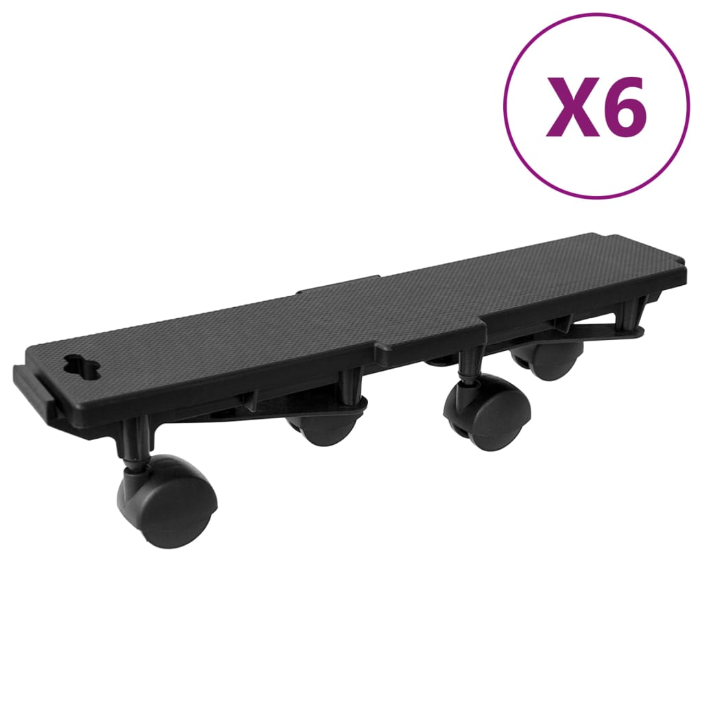 Vidaxl bewegende Hunde mit 4 Rädern 6 PCs 170 kg Polypropen Schwarz