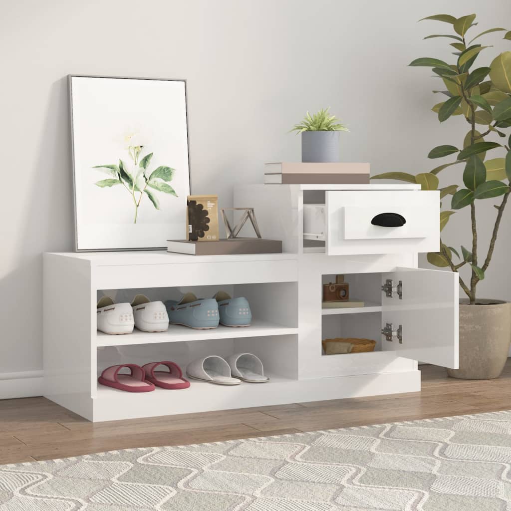 Vidaxl Schuhschrank 100x42x60 cm propertiertes Holz Hochglanz weiß