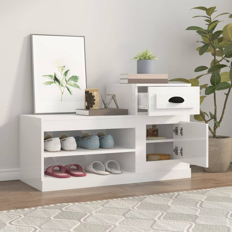 Vidaxl Schuhschrank 100x42x60 cm propertiertes Holz Hochglanz weiß