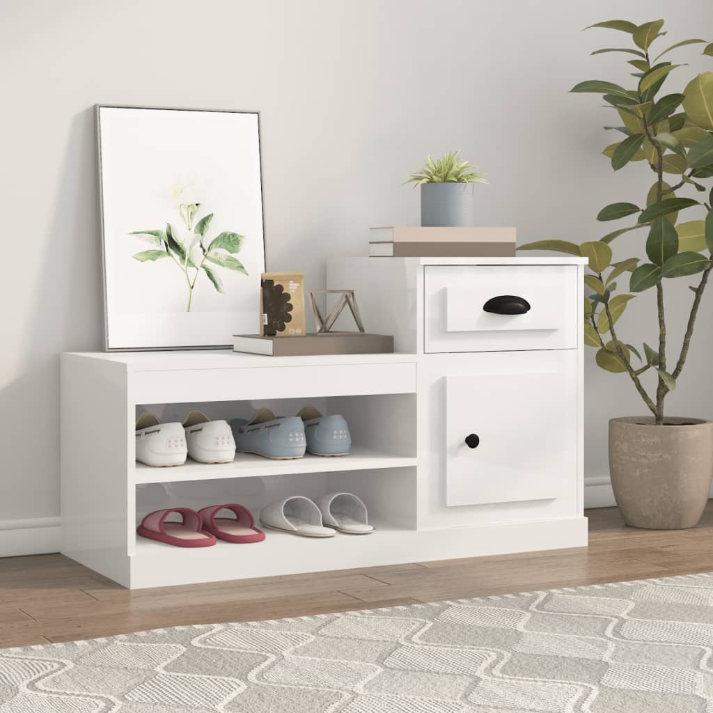 Vidaxl Schuhschrank 100x42x60 cm propertiertes Holz Hochglanz weiß