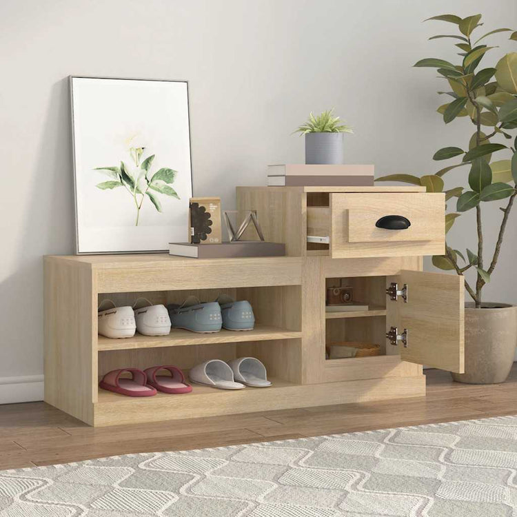 VIDAXL -Schuhschrank 100x42x60 cm Propertiertes Holz Sonoma Eiche gefärbt