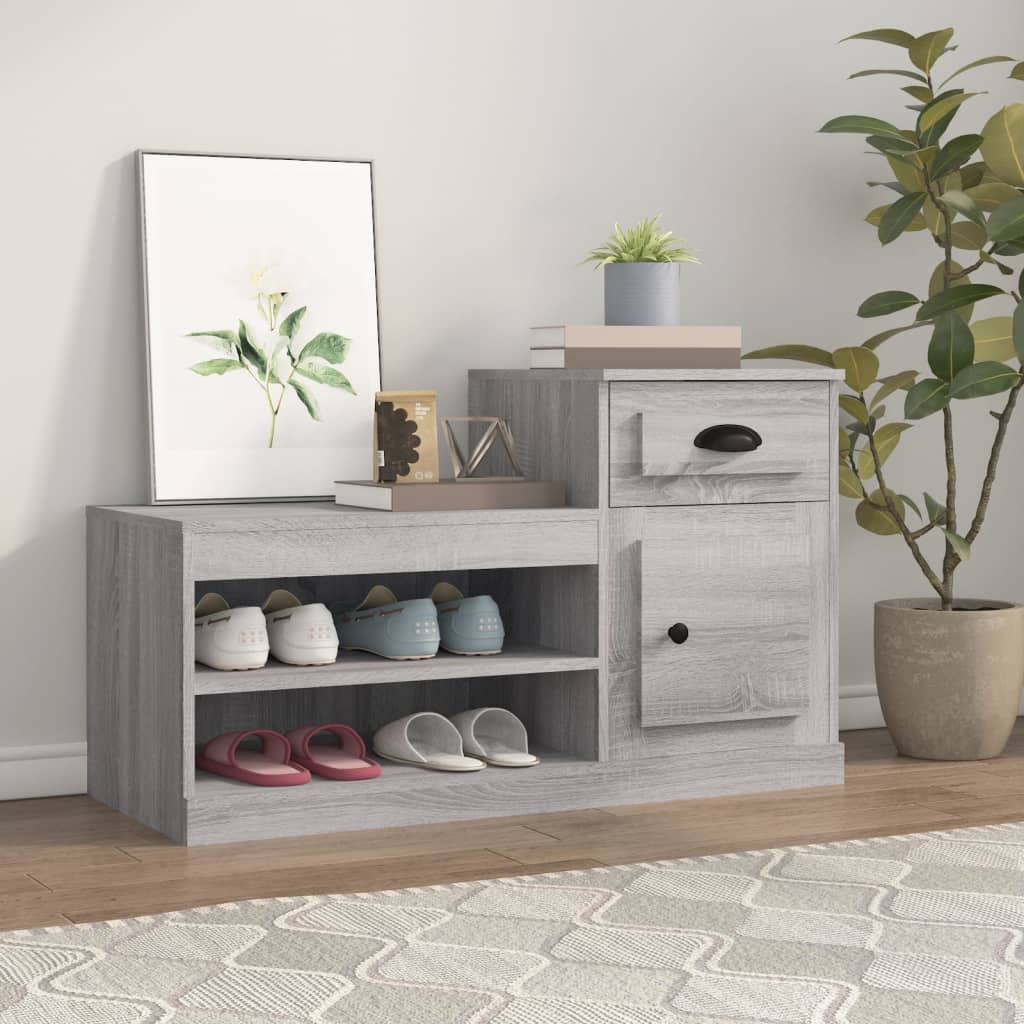 VIDAXL -Schuhschrank 100x42x60 cm propertiertes Holzgrau Sonoma Eiche Farbe