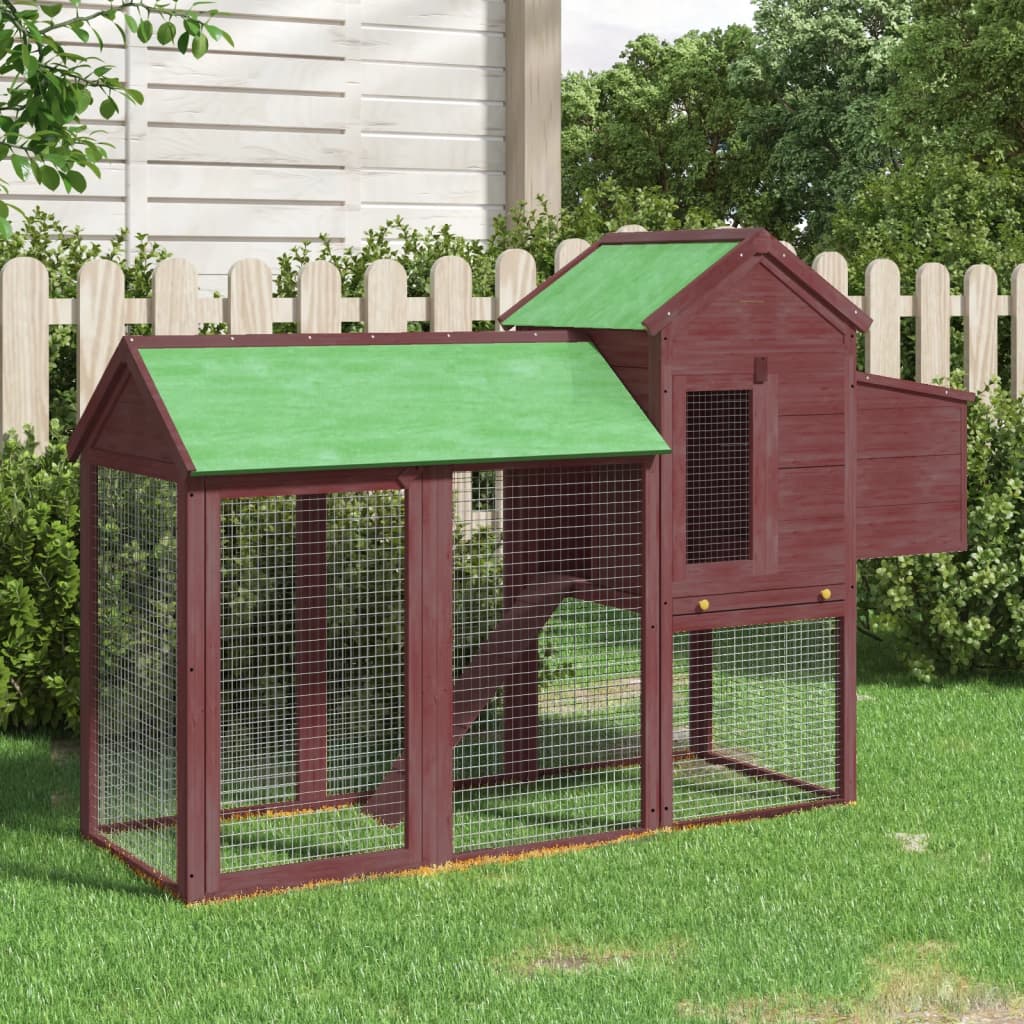 Vidaxl Chicken Coop 193x65x117 cm Festkiefer Mokka -Zylinder