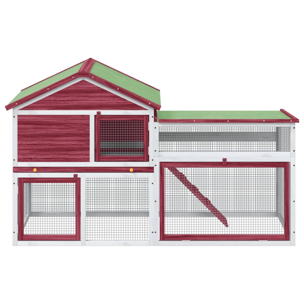 VIDAXL -Kaninchenhütte 185,5 x 60,5 x 109,5 cm Festkiefer Rotrot