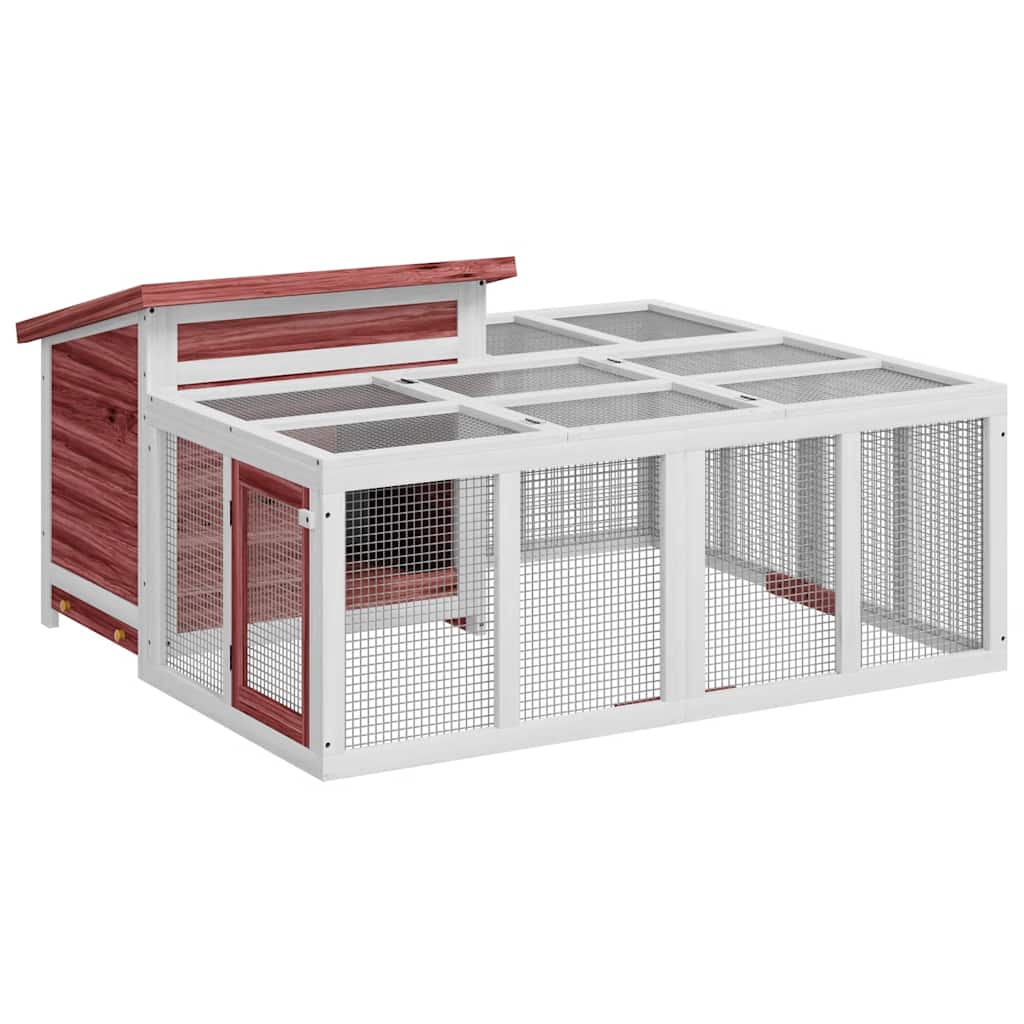 Vidaxl Rabbit Hutch 144x123x67,5 cm massive Kiefern -Mokka -ausgelöst