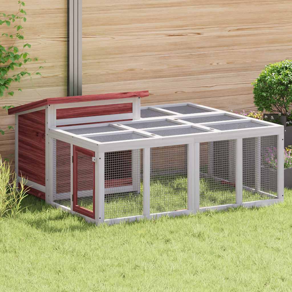 Vidaxl Rabbit Hutch 144x123x67,5 cm massive Kiefern -Mokka -ausgelöst