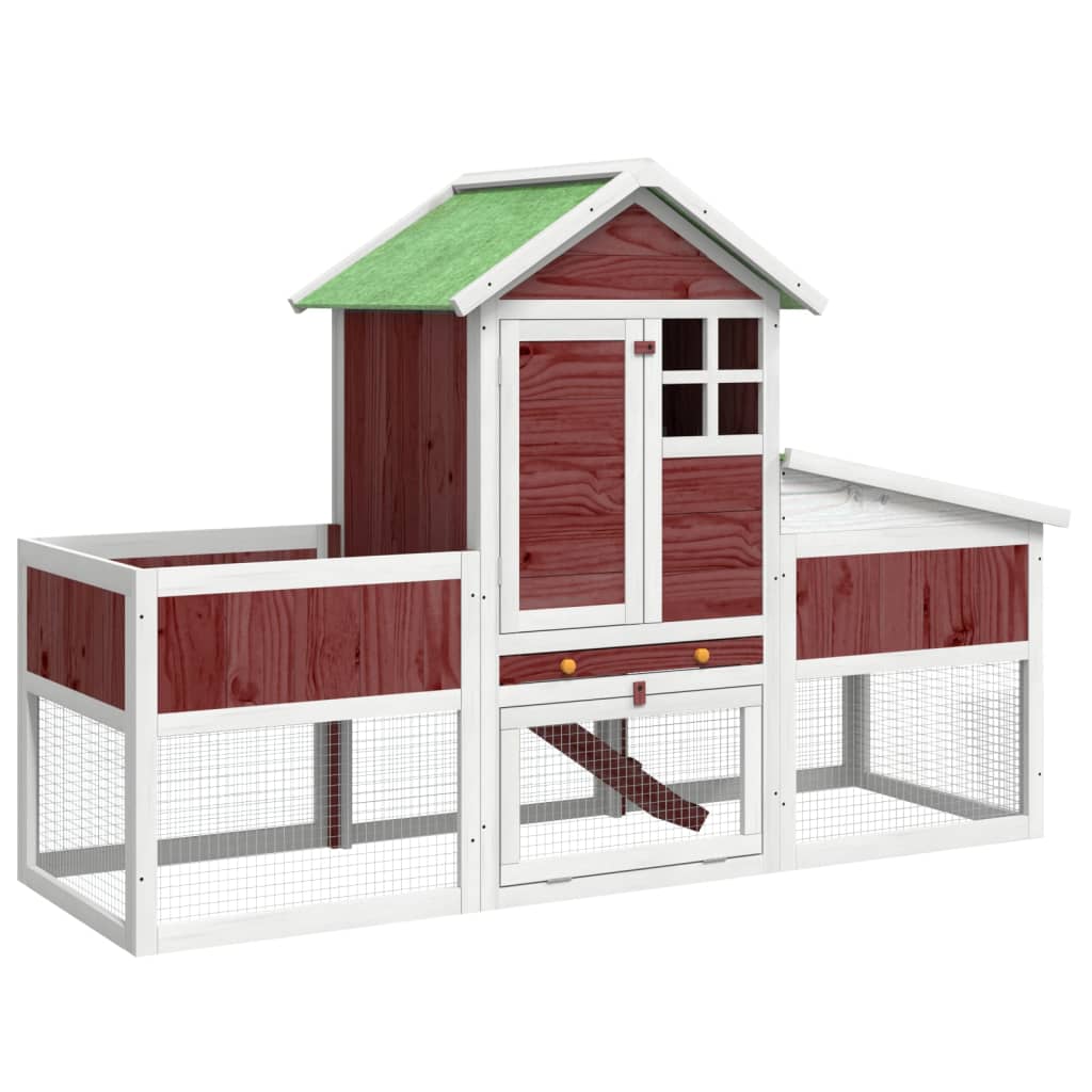 VIDAXL -Kaninchen -Hutch 170x63x113 cm fester Kiefern -Mugger -Colored