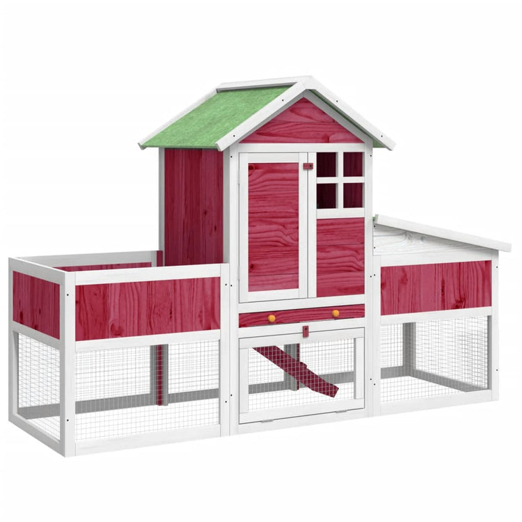Vidaxl Kaninchenhütte 170x63x113 cm Festkiefer Rot