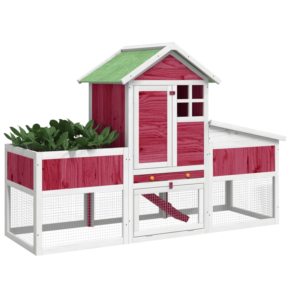 Vidaxl Kaninchenhütte 170x63x113 cm Festkiefer Rot