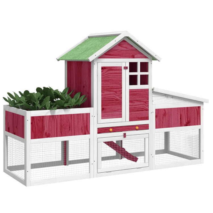 Vidaxl Kaninchenhütte 170x63x113 cm Festkiefer Rot