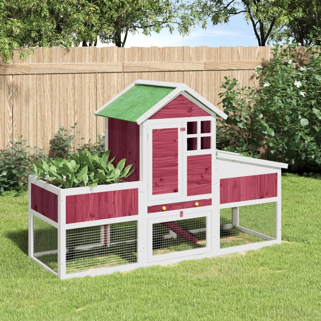 Vidaxl Kaninchenhütte 170x63x113 cm Festkiefer Rot