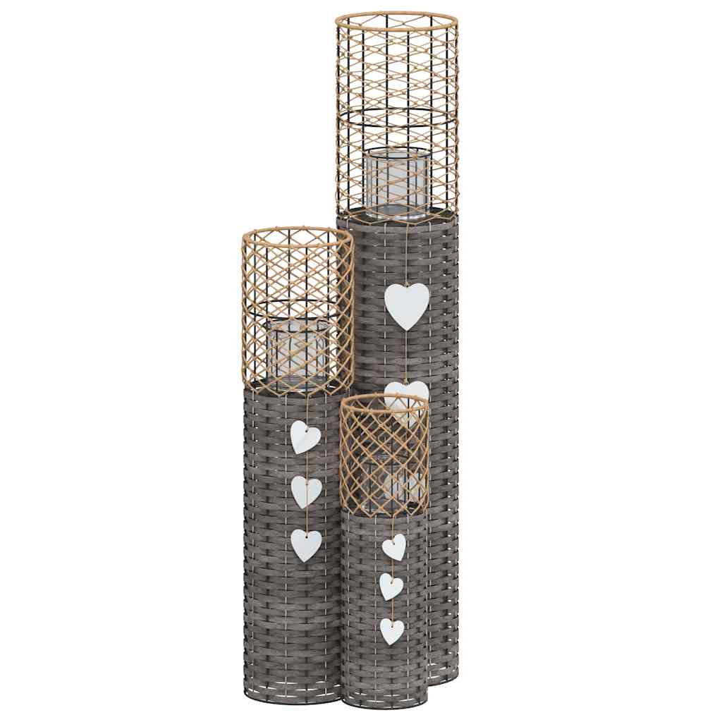 Vidaxl -Kerzenhalter 3 St Wicker Grey