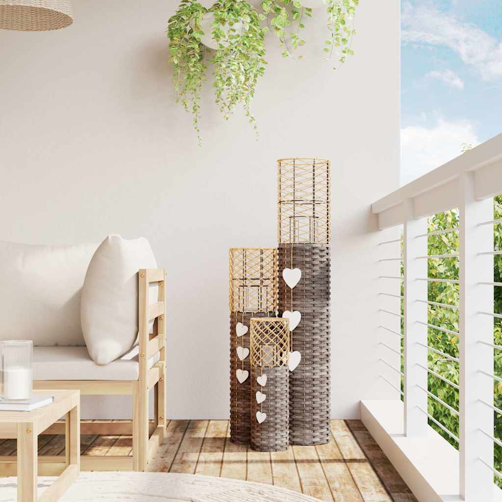 Vidaxl -Kerzenhalter 3 St Wicker Grey