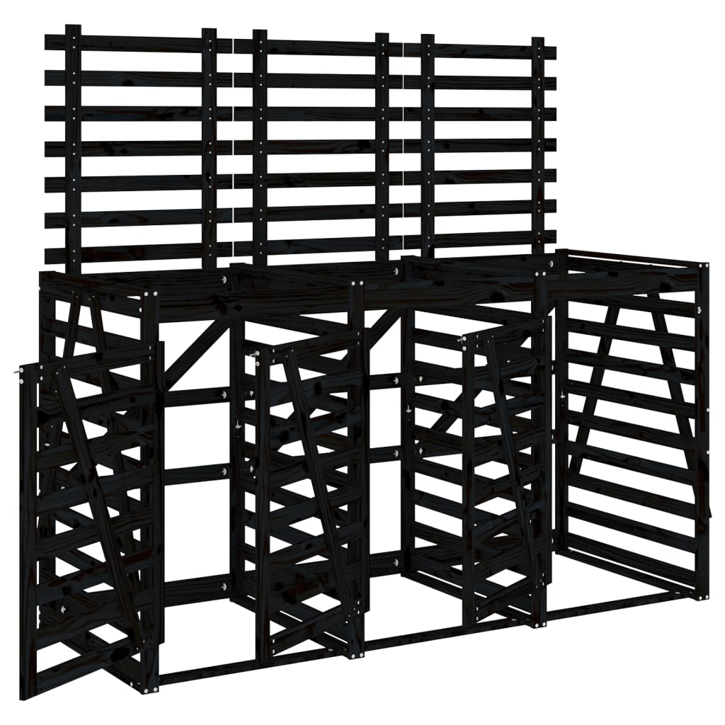 Vidaxl Container Speicher Dreifach solide Kiefern schwarz schwarz