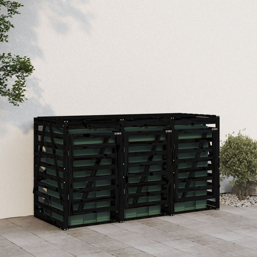 Vidaxl Container Speicher Dreifach solide Kiefern schwarz schwarz