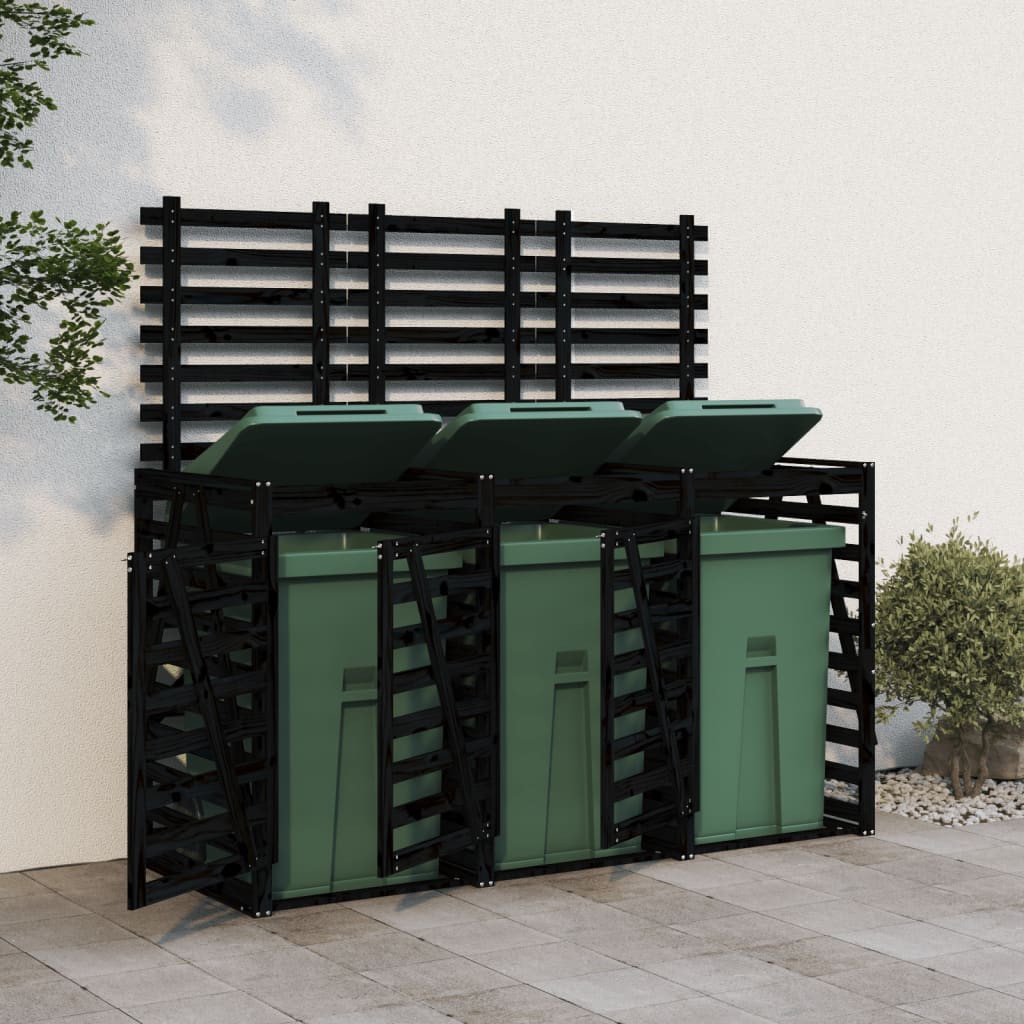 Vidaxl Container Speicher Dreifach solide Kiefern schwarz schwarz