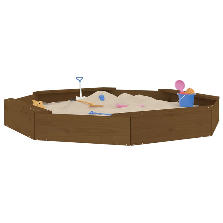 Vidaxl Sandbox mit Bänken achteckiger massiver Kiefern Honigbraun