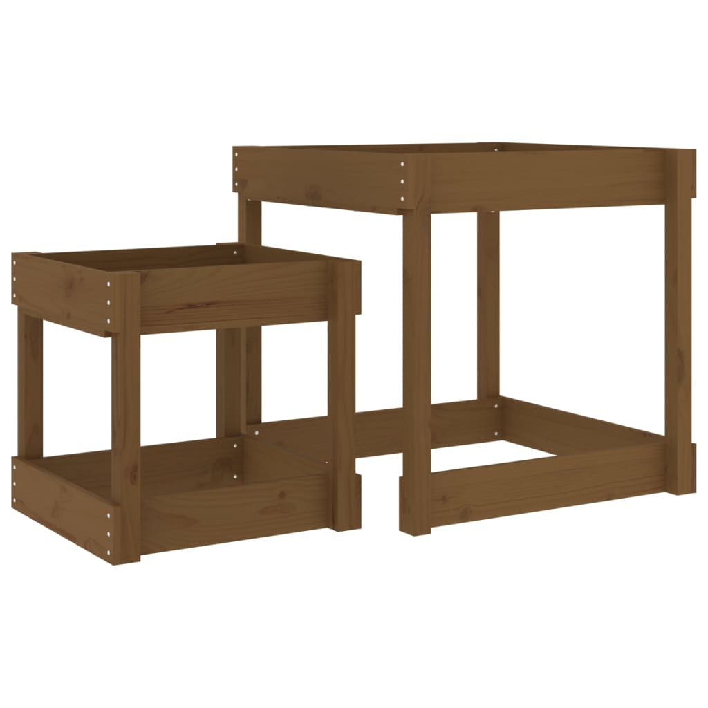 Vidaxl Sandtische 2 Stcs Festkiefer Honig braun