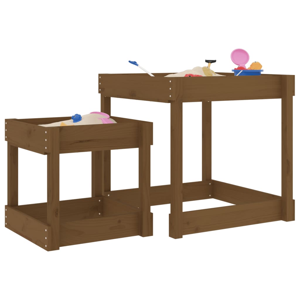 Vidaxl Sandtische 2 Stcs Festkiefer Honig braun