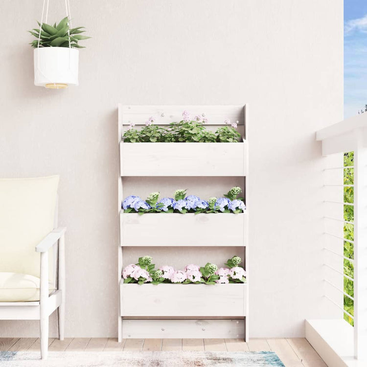 Vidaxl Plannbak Wandmontage 3-Laags 60x18.5x110 cm Kiefernholz Weiß weiß