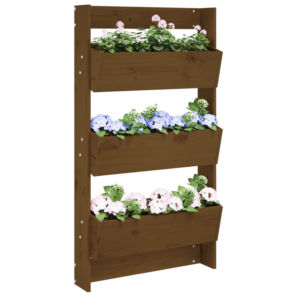 Vidaxl Pflanzer Wand 3-Schicht 60x18.5x110 cm Kiefernholz Honigbraun