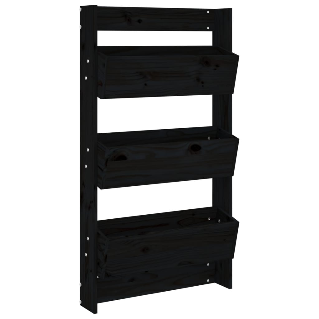 Vidaxl Plannbak Wandmontage 3-Laags 60x18.5x110 cm Kiefernholz schwarz