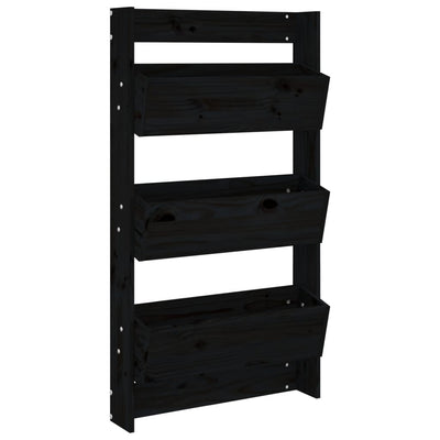 Vidaxl Plannbak Wandmontage 3-Laags 60x18.5x110 cm Kiefernholz schwarz