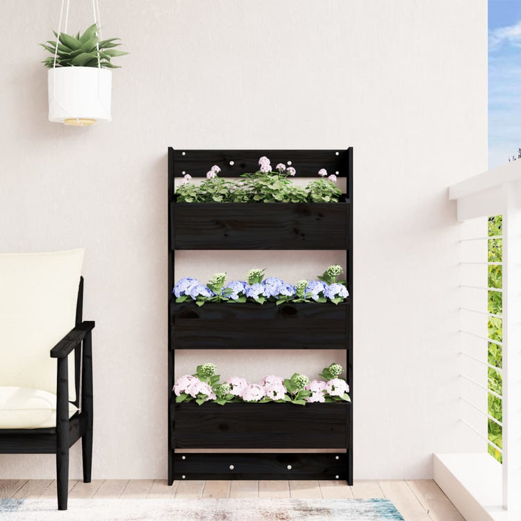 Vidaxl Plannbak Wandmontage 3-Laags 60x18.5x110 cm Kiefernholz schwarz