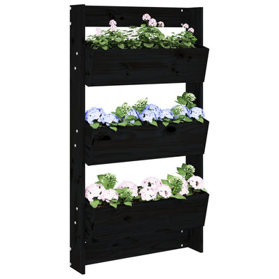 Vidaxl Plannbak Wandmontage 3-Laags 60x18.5x110 cm Kiefernholz schwarz