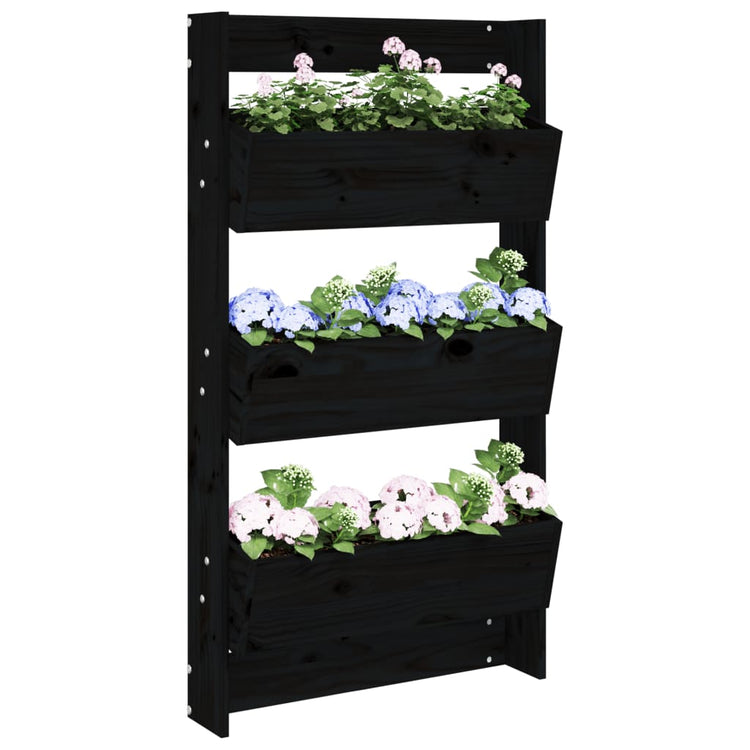 Vidaxl Plannbak Wandmontage 3-Laags 60x18.5x110 cm Kiefernholz schwarz