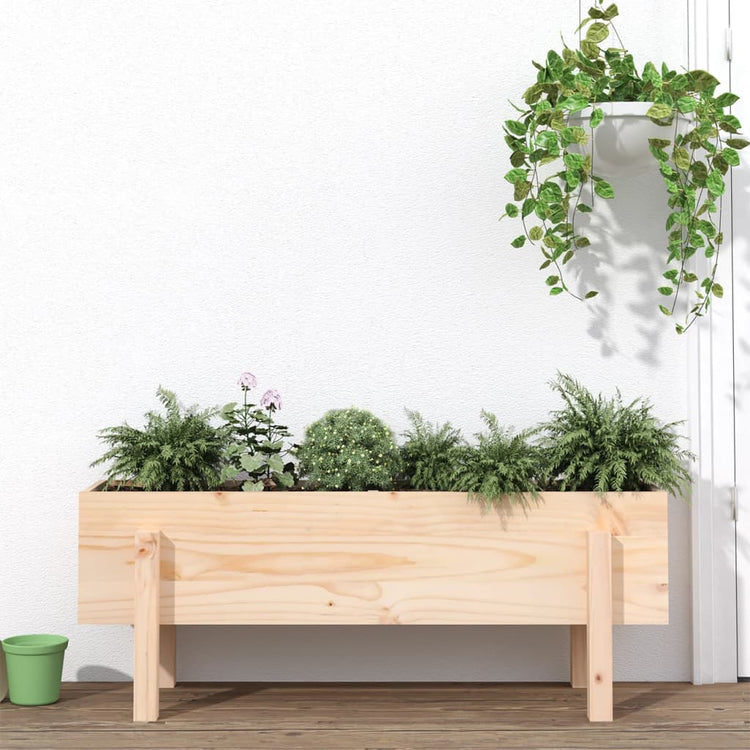 VidaXL Pflanzgefäß erhöht 101x30x38 cm aus massivem Kiefernholz