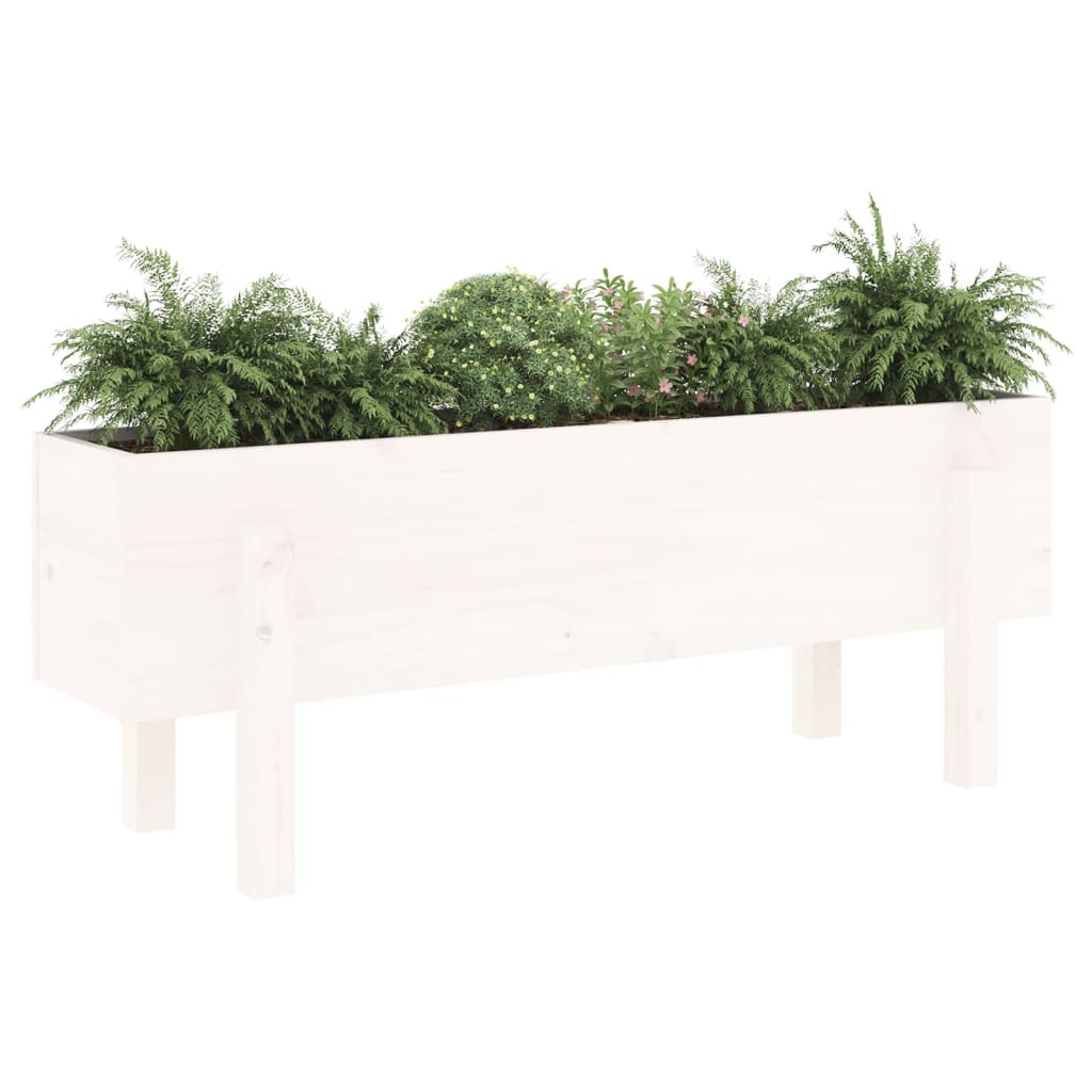 Vidaxx Pflanzgefäß erhöht 101x30x38 cm massives Kiefernholz weiß