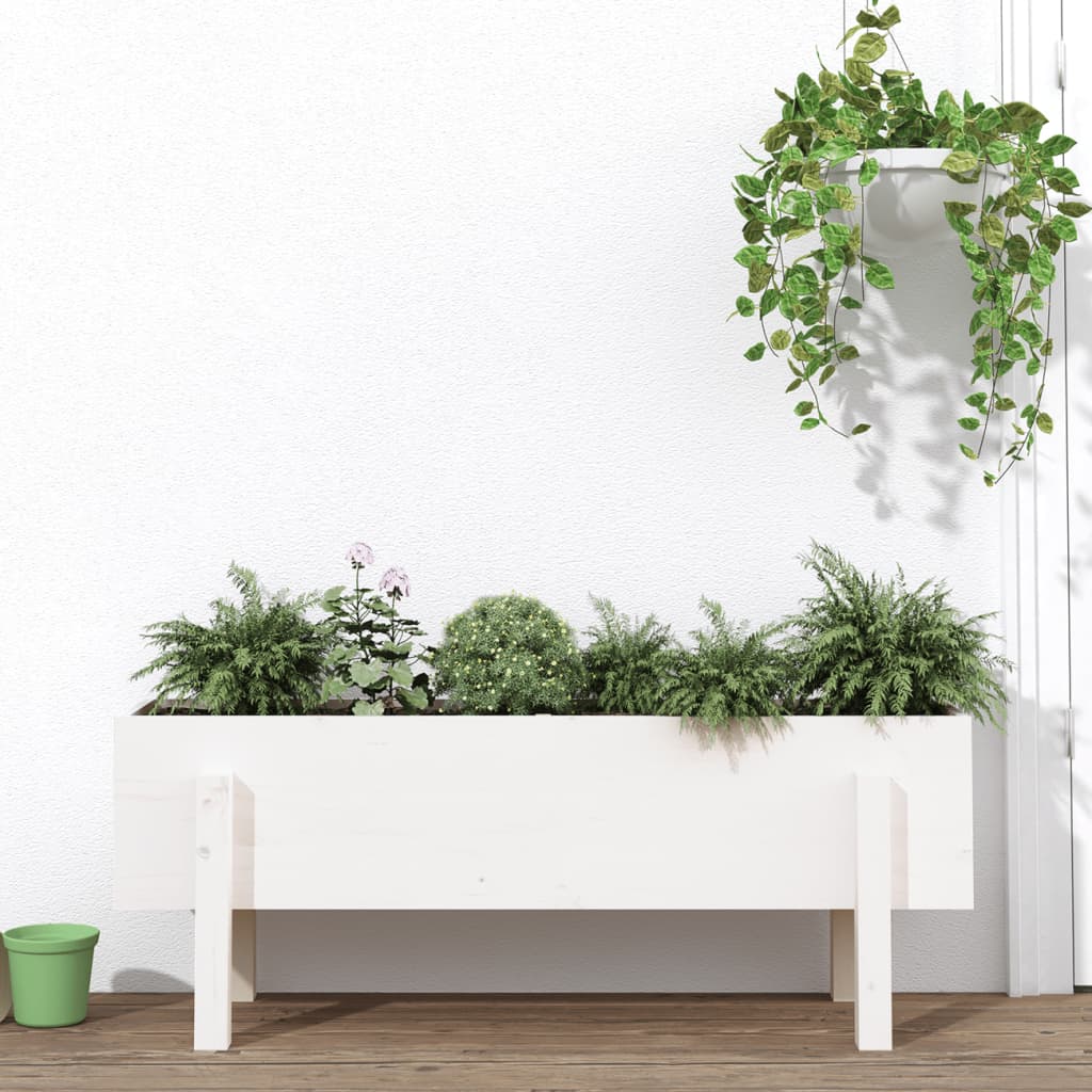 Vidaxx Pflanzgefäß erhöht 101x30x38 cm massives Kiefernholz weiß