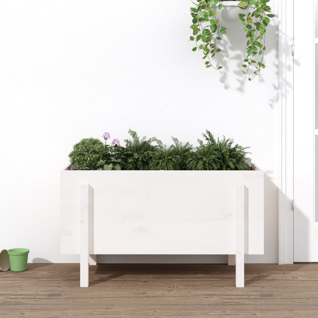 VIDAXL -Pflanzer erhöht 101x50x57 cm Festkiefer weiß