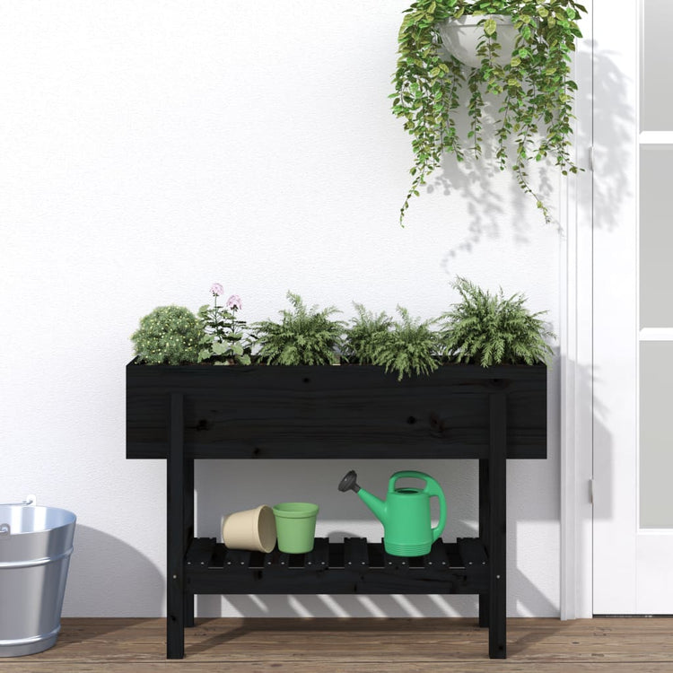 VIDAXL -Planungsbox erhöht 101x30x69 cm Festkiefer schwarz