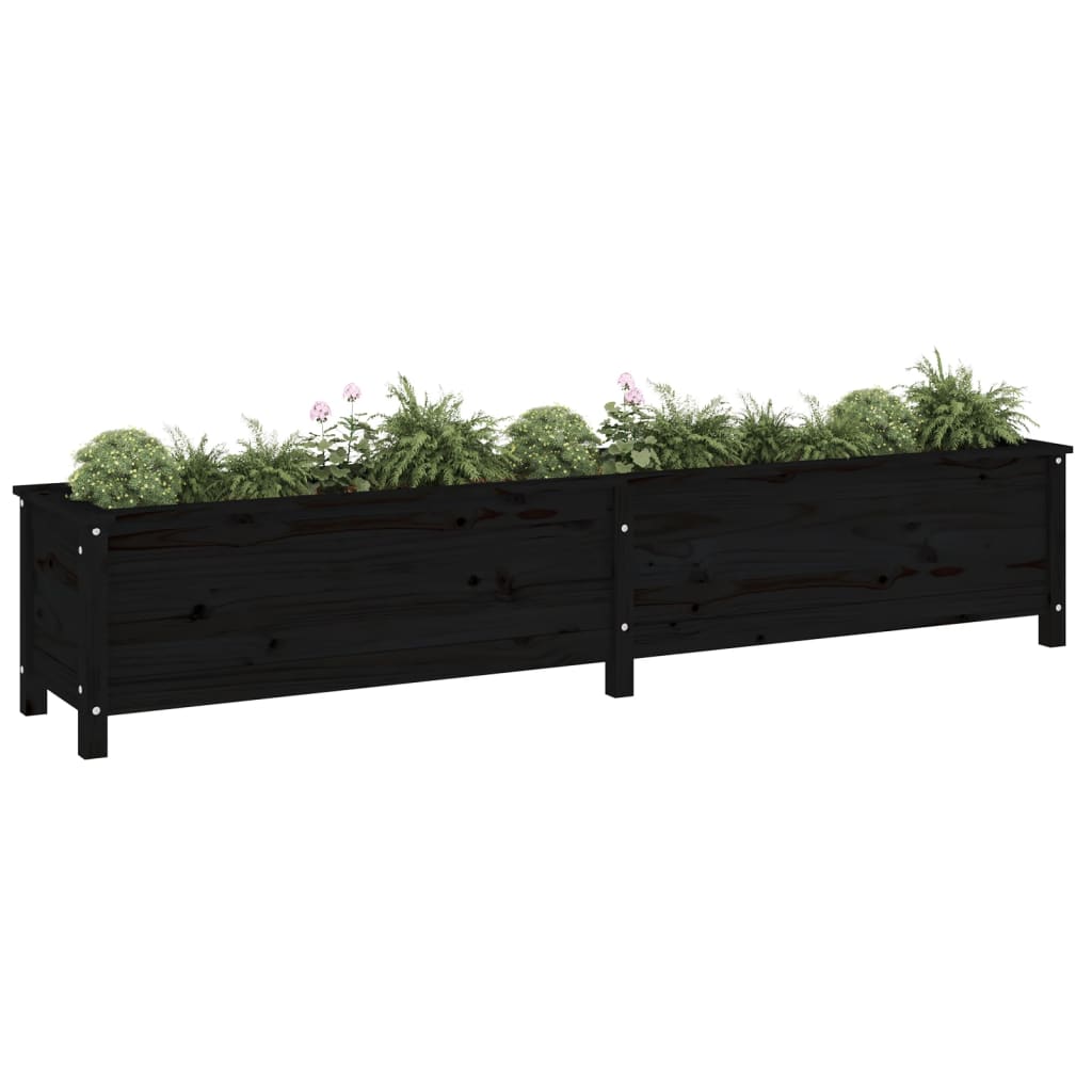 VIDAXL -Planungsbox 199,5x40x39 cm Solid Pine Schwarz