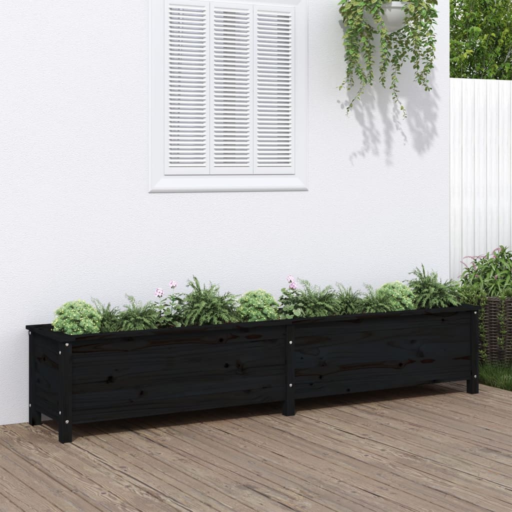 VIDAXL -Planungsbox 199,5x40x39 cm Solid Pine Schwarz