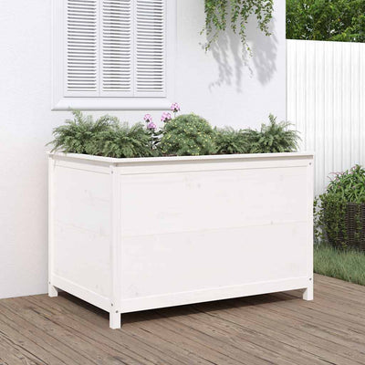 VIDAXL -Pflanzer erhöht 119,5 x 82,5 x 78 cm Festkiefer weiß weiß