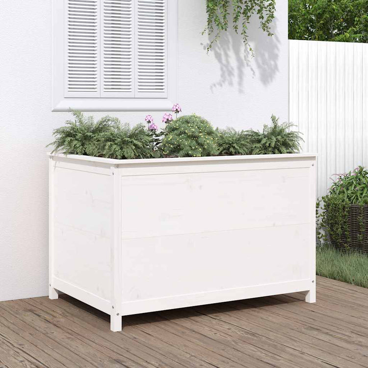 VIDAXL -Pflanzer erhöht 119,5 x 82,5 x 78 cm Festkiefer weiß weiß