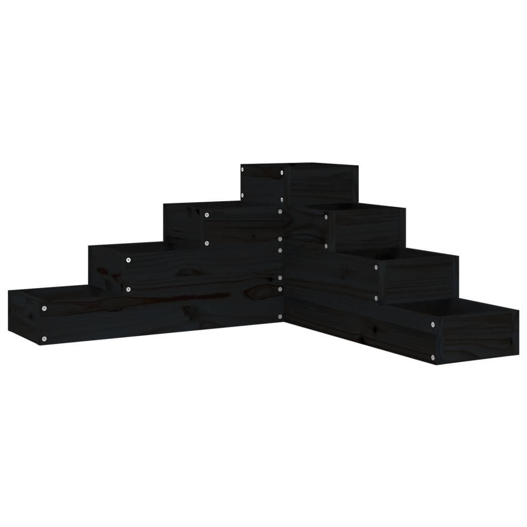 VIDAXL-Planungsbox 4-Layer 80.5x79x36 cm Festkiefer Holz schwarz